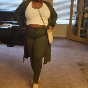 Plus size olive color set